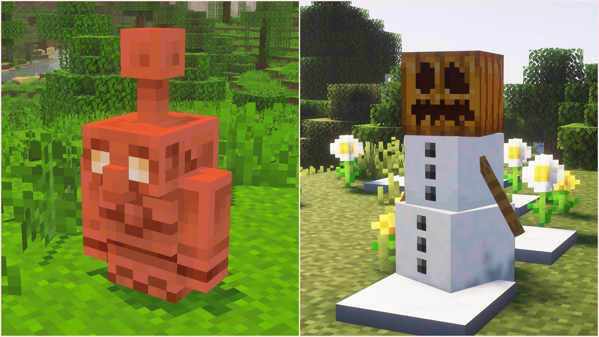 Copper and snow golems look vastly different
